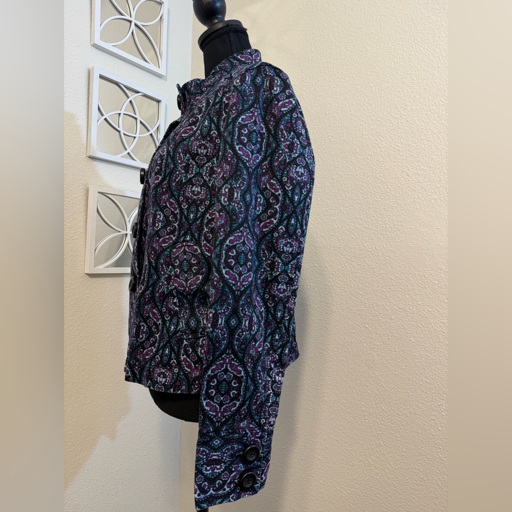 Charter Club Women’s Jacket Coat Multicolor Paisley Button-Up Size M - Picture 4 of 5